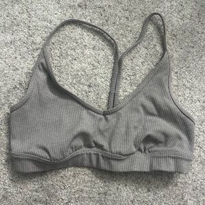 ALO Yoga Gray Ribbed Sports Bra